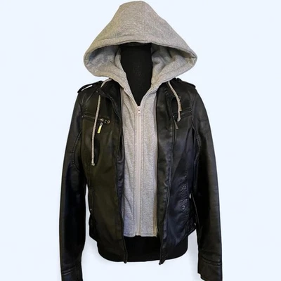 Jou Jou Leather jacket with removable grey interior Size Small - Image 1 of 4