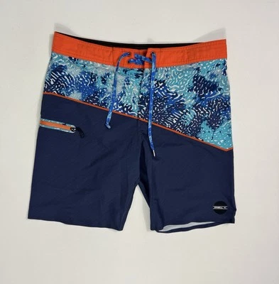Pantalones Cortos de Tabla O'Neill Para Hombre 31 (33) Azul Naranja Cordón Hyperfreak Surf Foto 1 de 4
