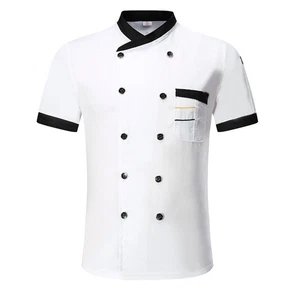 Kitchen Chef T-shirt Coat Unisex Men Women Tops Short Sleeve Catering Uniform - Picture 1 of 28