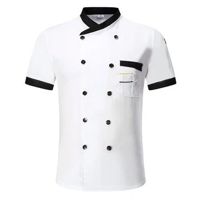Kitchen Chef T-shirt Coat Unisex Men Women Tops Short Sleeve Catering Uniform - Image 1 of 4