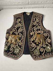 Vintage Carol Horn Workshop 3D Elephant Vest - Embroidered w/Sequins Size Small - Picture 1 of 12