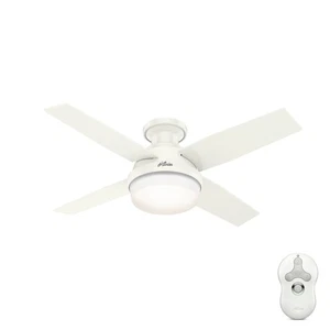 Hunter 44" Dempsey Low Profile Outdoor Ceiling Fan w/ LED Light & Remote Modern - Picture 1 of 3