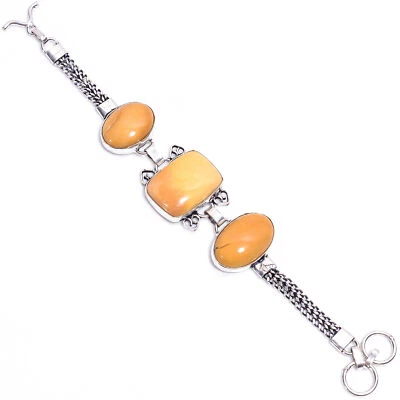 Natural Mookaite Gemstone Fashion Jewelry 925 Silver Bracelet 7-8" ARB-201 - Image 1 of 3