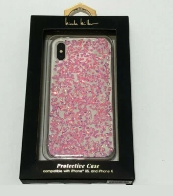 NEW Nicole Miller Pink Confetti Protective Case For I Phone XS And X Foto 1 de 4