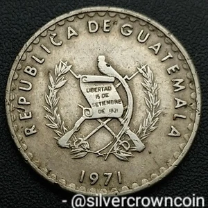 Guatemala 10 Centavos 1971. KM#271.1. Ten Cents coin. Small Wreath. 1 year issue - Picture 1 of 7