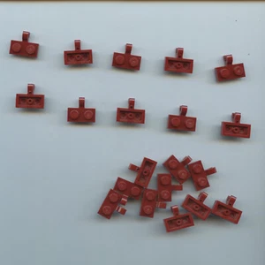LEGO x20 Dark Red Plate, Modified 1 x 2 with Clip on Side Horizontal Grip 11476 - Picture 1 of 1