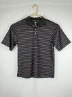 Bollé Golf Polo Shirt Black w/red+white stripes Size Large
