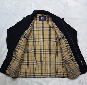 BURBERRY LONDON Overcoat Merino Wool Jacket Coat Nova Check Blue Men's Size 4 - Picture 1 of 24