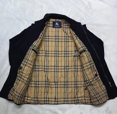 BURBERRY LONDON Overcoat Merino Wool Jacket Coat Nova Check Blue Men's Size 4 - Image 1 of 4