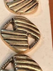 VTG Le Chic Metal Buttons Square Rounded Corners Abstract Shank 3 on Card 5/8" - Picture 1 of 4
