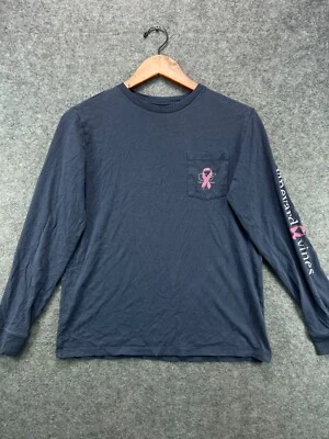 Vineyard Vines Breast Cancer T Shirt Youth Girls 16 Large Blue Whale Long Sleeve - Image 1 of 4