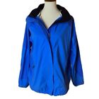 L.L. Bean Weather Channel Blue Hooded Rain Jacket Women Size Medium Hood Folds