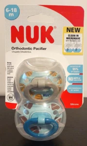 NUK 2 confezioni ciuccio ortodontico custodia a microonde calcio basket 6-18 mesi - Foto 1 di 13