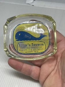 Vintage Ashtray Clear Glass Souvenir Minot North Dakota Tavern History 1970’s. - Picture 1 of 3