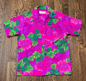 Pomare Tahiti Shirt Hawaiian Bright Floral Psychedelic Hippy Vtg 60s 70s Mens M - Picture 1 of 3