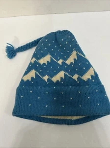 VERMONT ORIGINALS Vintage Knit Ski Hat Wool Hand Crafted VT Aqua Blue Winter - Picture 1 of 16