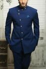 Elegant Mens 2 Piece Suit Blue Jodhpuri Grooms Wedding Suit Indo Western Suit