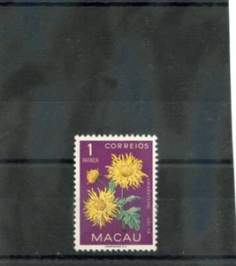 MACAO Sc 379(SG 465)*VF LH 1953 1P YELLOW,GREY,PURPLE CHRYSANTHEMUM $22 - Picture 1 of 1