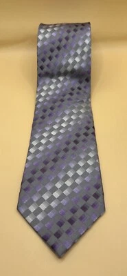 Kenneth Cole Reaction Purple Checkered Men's Neck Tie EUC - Image 1 of 3