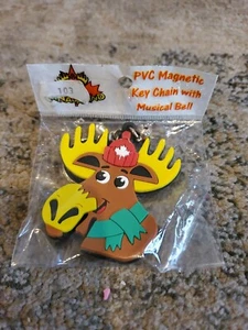Canada Land Pvc Key Chain With Musical Bell Moose Souvenir - Picture 1 of 2