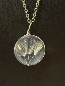 Pusteblume Samen Make A Wish Glaskugel Anhänger Halskette silberfarben 33 Zoll - Bild 1 von 8