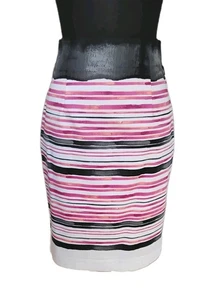 Mujer Worthington J C Penney Falda 4 Blanco Rojo Rosa Gris Algodón Lápiz NUEVO S - Imagen 1 de 3