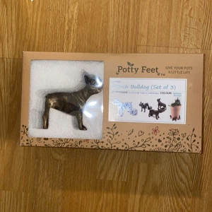 Potty Feet French Bulldog Polyresin Trio Set OF 3 Bronze Coloured Plant Pot Foot - Picture 1 of 3