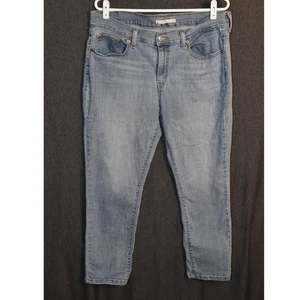 Levi's Women's 32 Boyfriend Light Wash Cropped Blue Denim Jeans Distressed - Picture 1 of 8