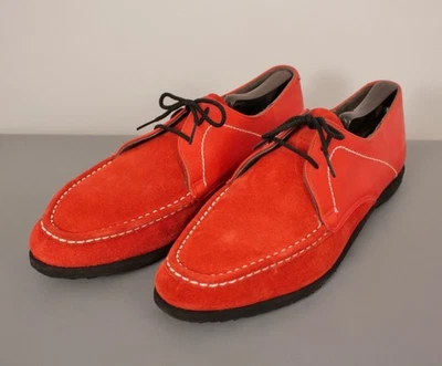 Men's VTG NOS 70s Red Suede Jarman Play-Kings Loafers Sz 11 D 1970s Disco Shoes - Image 1 of 4