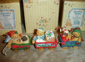 Lote de (3) vagones de tren vintage Cherished Teddies 1997 Cindy 1996 Colin 1996 Tony - Imagen 1 de 17