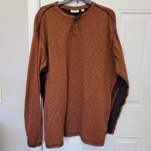ROWM Herren Langarm Henly rostbraun dunkelbraun 100% Baumwolle Outdoor Größe 2XT - Bild 1 von 10