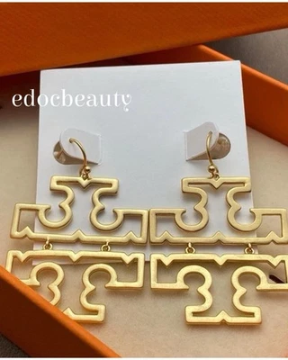 NUEVO TORY BURCH LOGO TB GRANDE Pendientes Oro💛3.7cm Foto 1 de 4