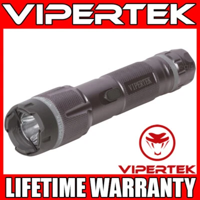 VIPERTEK Stun Gun VTS-T03 GRAY Metal Rechargeable LED Flashlight