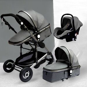 Luxurious Baby Stroller 3 in 1 Portable Travel Baby Carriage Folding Prams  Car 