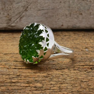 Valentine's Day Moldavite Gemstone 925 Sterling Silver Handmade Ring All Size - Picture 1 of 3