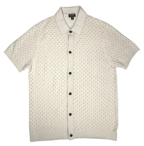 Todd Snyder Polo Eyelet Stitch Knit Full Placket Bisque Silk/Cotton M New $288 - Picture 1 of 11