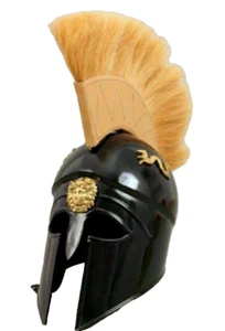 Medieval black iron handfirged Armor Unique Helmet with yellow Plume - Picture 1 of 4