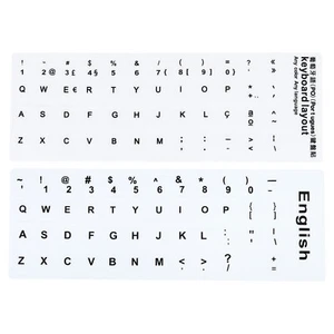 English Portuguese Keyboard Stickers Frosted White Background Black Lettering - Photo 1/5