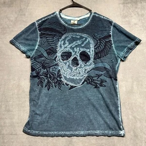 Akademiks Jeanius Y2K T-Shirt Mens Medium Multicolor Cotton Graphic Skull Wings - Picture 1 of 10