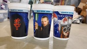3 Star Wars Episode I Phantom Menace Pepsi Promo Cups QUI-GON JINN, Darth Maul