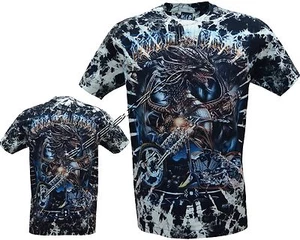Tie Dye T-Shirt WILD & FREE Dragon & Vintage Motorcycle Glow in the Dark by Wild - Picture 1 of 5