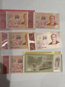 Set of Singapore $50, & 5 x $10, polymer Commemorative banknotes 2015, SG50, UNC - Picture 1 of 5