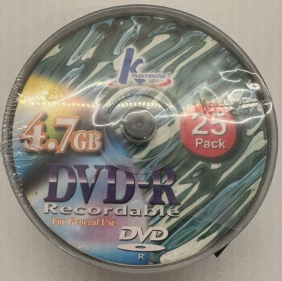 K Hypermedia DVD-R 25 Pack 4.7GB 120 Minute Video 1X-2.4X Blank Media Recordable - Image 1 of 4