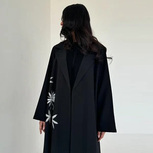 Negro Mujeres Vestido Abierto Dubai Abaya Musulmán Modesto Cárdigan Kimono Fiesta Caftán - Imagen 1 de 15