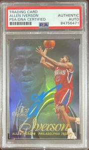 Allen Iverson auto RC 1997 Fleer Flair Showcase Philadelphia 76ers PSA Encap - Picture 1 of 3