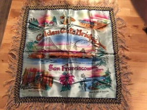 Collectible 1940s Golden Gate Bridge- San Francisco Silk Pillow Cover - Picture 1 of 8