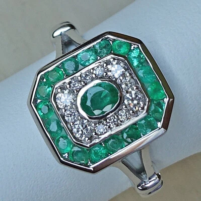 Diamant Ring 14Kt 585 Gold Ring Brillant Mega ♦️ Smaragde Brillanten ♦️♦️MAN1742 - Bild 1 von 4