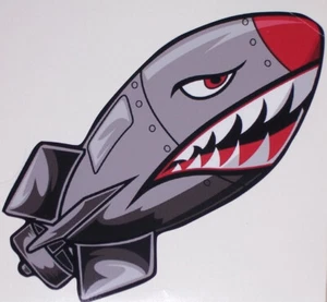 Cartoon Shark Bomb #1 Decal decals Sticker Stickers Hot Rod Street car Window - Picture 1 of 2