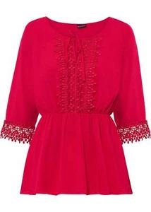 Blusa túnica encaje T. 38 rosa magentapink mujer túnica blusa top shirt nueva - Imagen 1 de 1