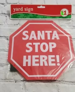 Discontinued Plastic Santa Stop Here Yard Sign Christmas Winter Decoration NEW - Picture 1 of 7
